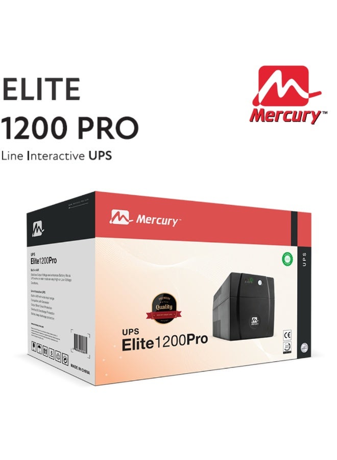 Mercury Elite 1200 Pro UPS, 1200VA/720W, Offline, 4 Universal Sockets, 2 Batteries - Image 2